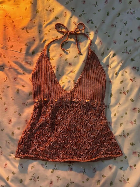 le chateau Tops - Le Chateau Knit Halter Top Mauve Pink Size M